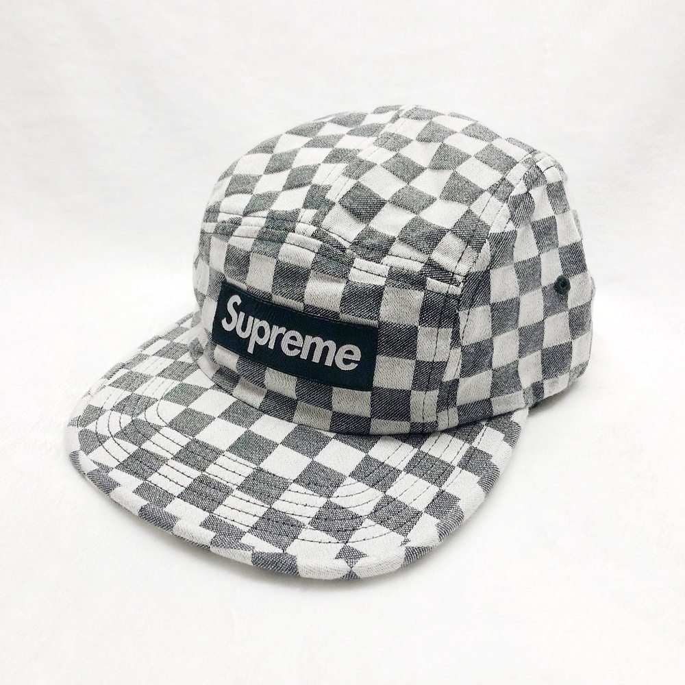 Supreme Black and White Checkerboard 5-Panel Camp Cap